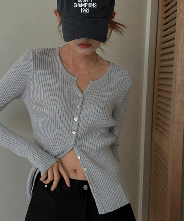 이브 슬림핏 쉘 버튼 골지 니트 가디건 - 5 color