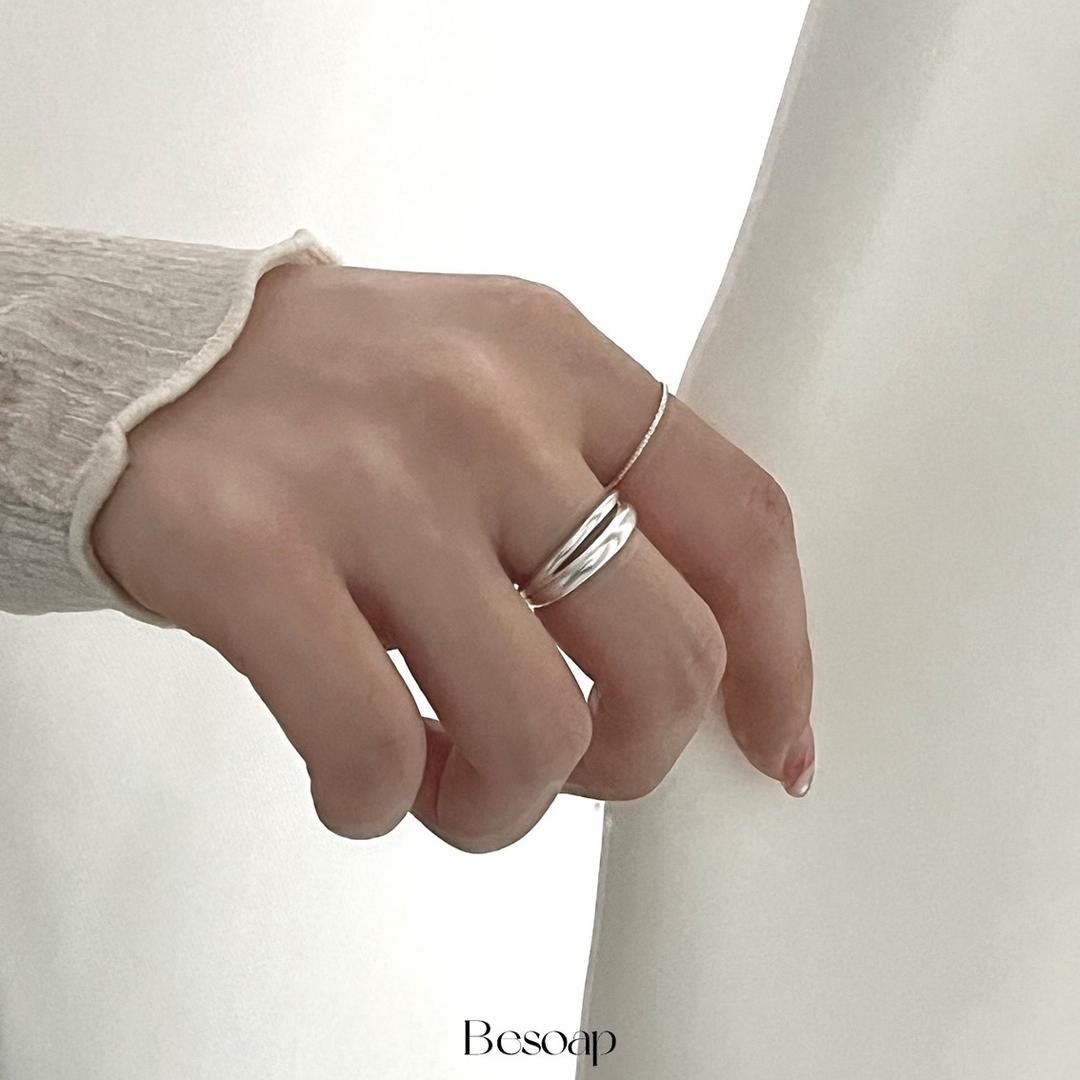 [선물포장][Silver925] Double line ring /두줄 라인 레이어드 볼드 검지 실버 순은 링 반지