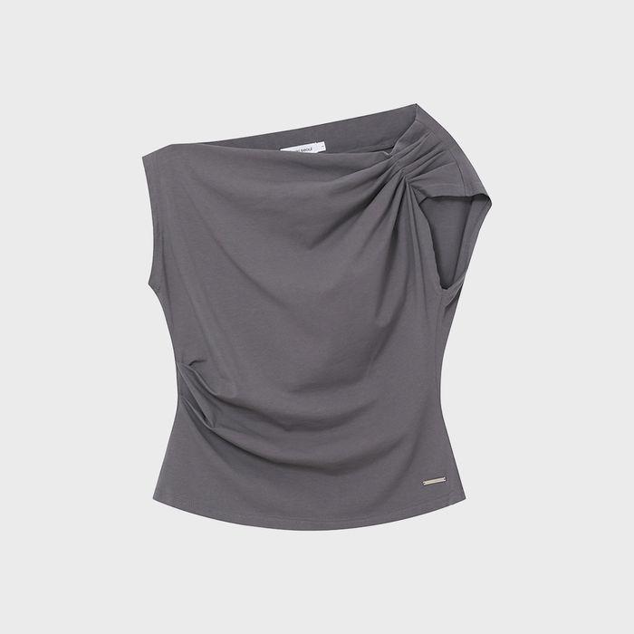 Slanted sleeveless top DARK GREY