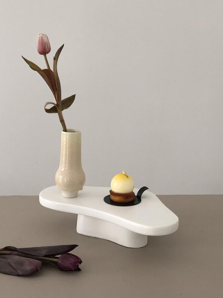 헤이유드 퓨어 화이트 오브제 트레이 곡선 과일 데코