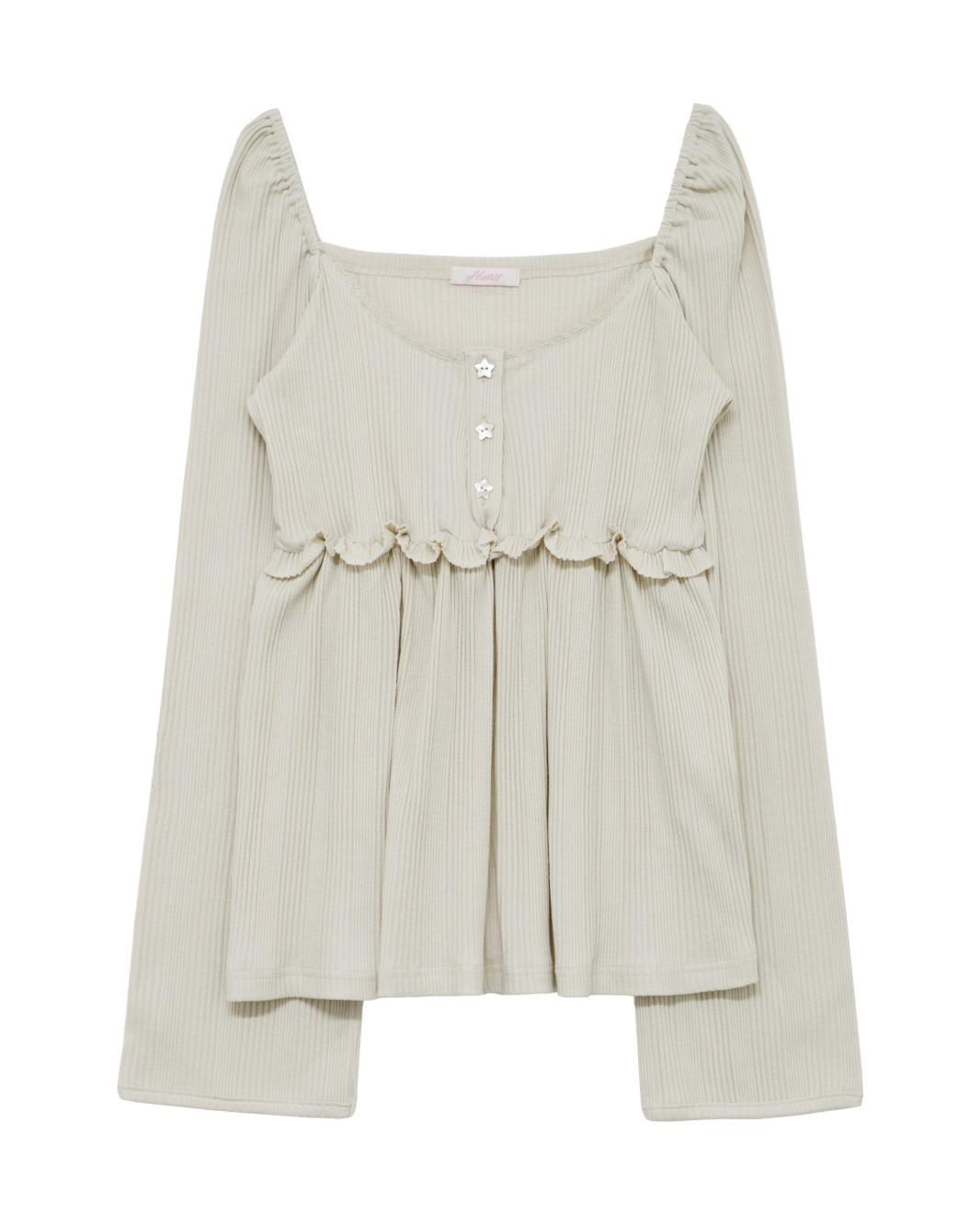 Shell Star Ribbed Blouse (Ivory)