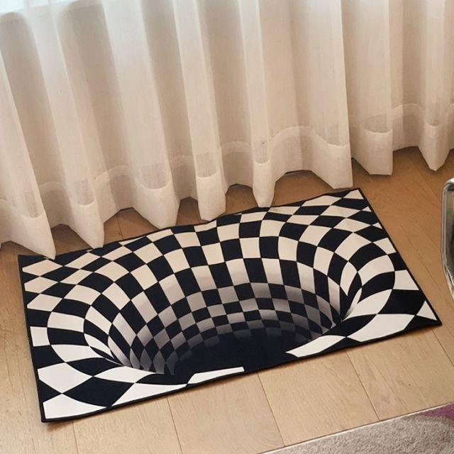 3D 착시 트릭 매트 카페트 2종 [강아지 고양이 낚시 놀이 입체 발매트 체크 러그]