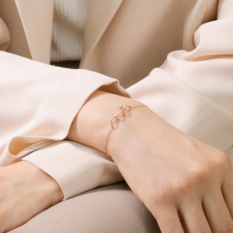 14K 18K 스톤 포인트 두 줄 체인 팔찌 BB0017