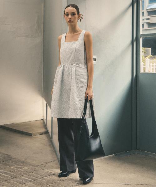 오리엔탈 플라워 볼륨 드레스 원피스_CTOP704(그레이)