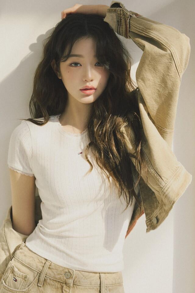 [장원영 25SS 캠페인] 슬림 포인텔 립 티셔츠