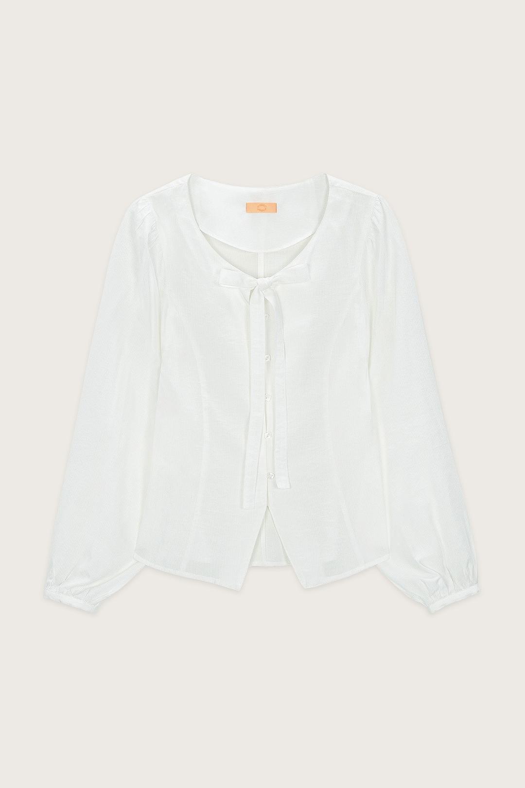 RIBBON TIE BLOUSE (WHITE)