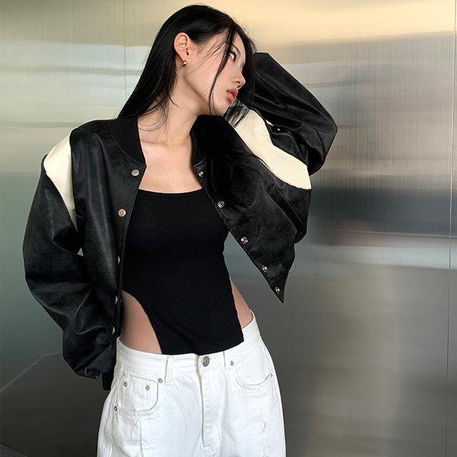 코렐 바시티 크롭 레더 자켓 2col_논타이틀