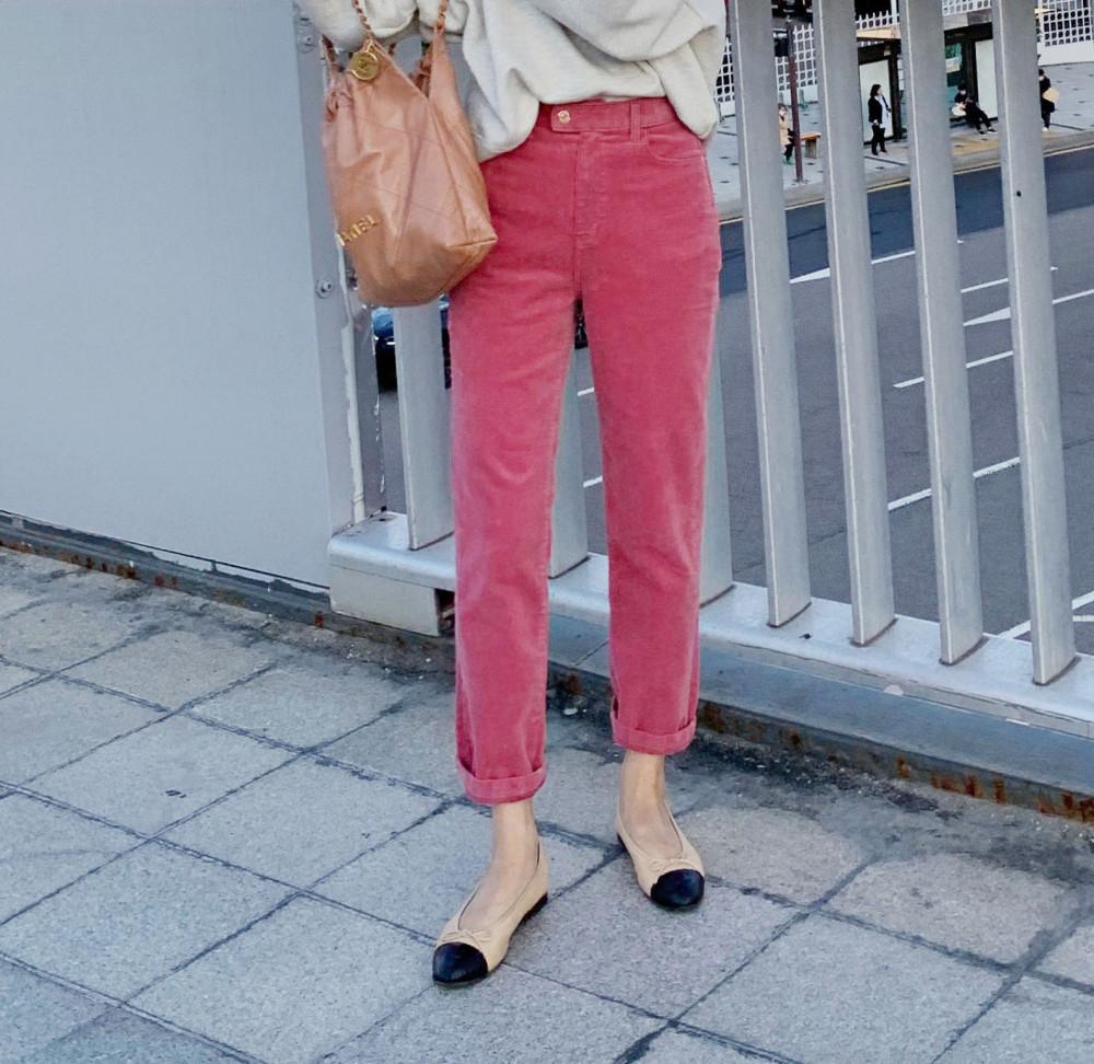 [리코리타 제작-신상할인]뉴욕 핑크 스판골덴 팬츠 XS-L