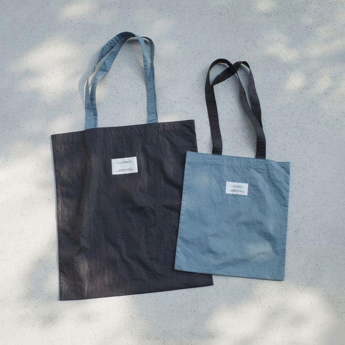 나일론 스퀘어 미니 빅 에코백 숄더백 (스몰 Dusty blue / 라지 Charcoal)