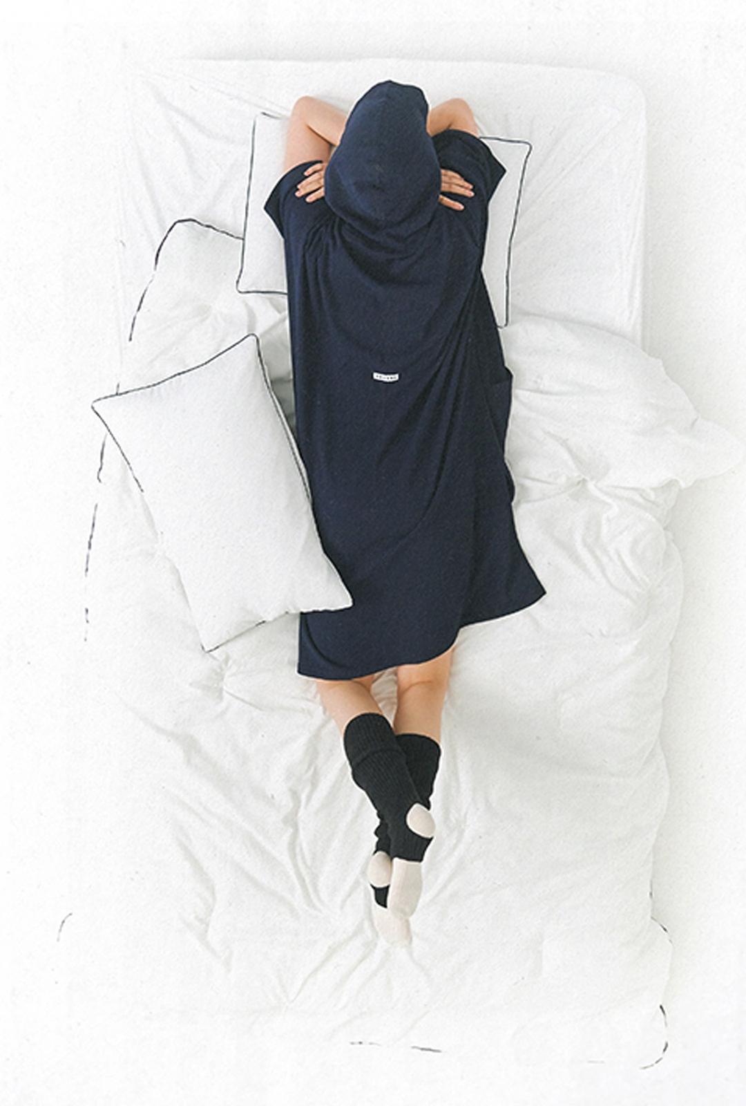 TERRYUS 올데이 후드 판초 가운 (클래식 네이비)