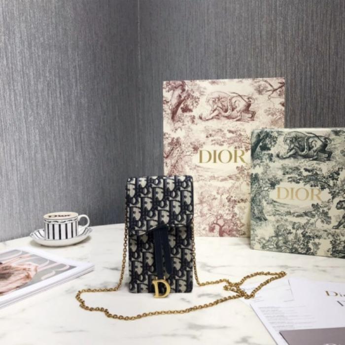 디올 버티컬 새들 휴대폰 파우치