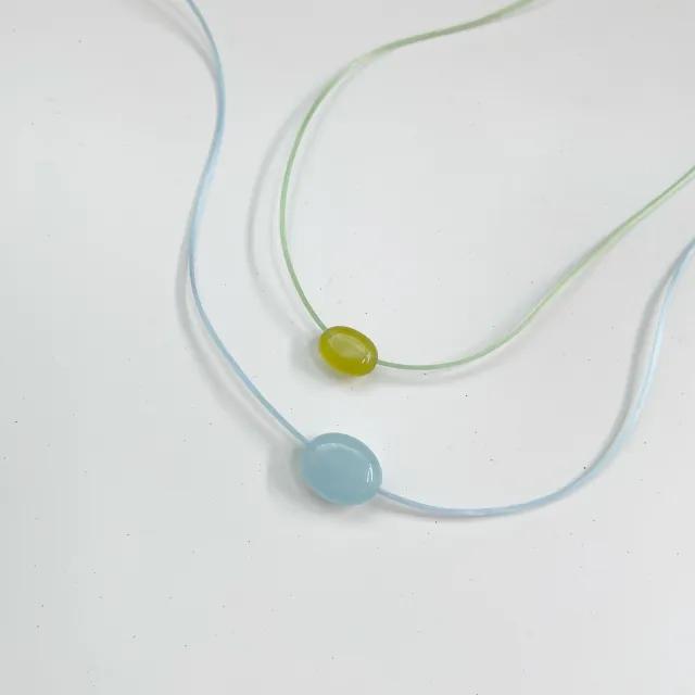 [자체제작] 원석 실리콘줄 목걸이 보헤미안 초경량 레이어드