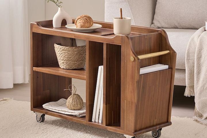 베르 원목 트롤리 이동식 카트 수납장
