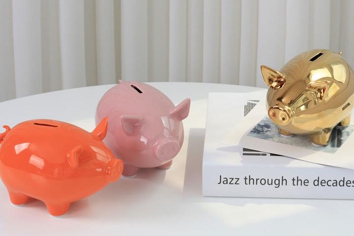 도자기 미니돼지 장식품 저금통모양 인테리어 오브제 3colors