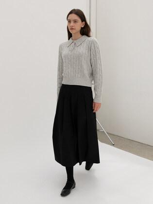Pleated Long Skirt - Black