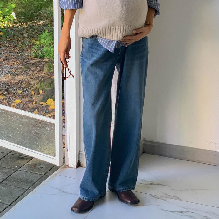 임부복*드로잇 와이드 데님