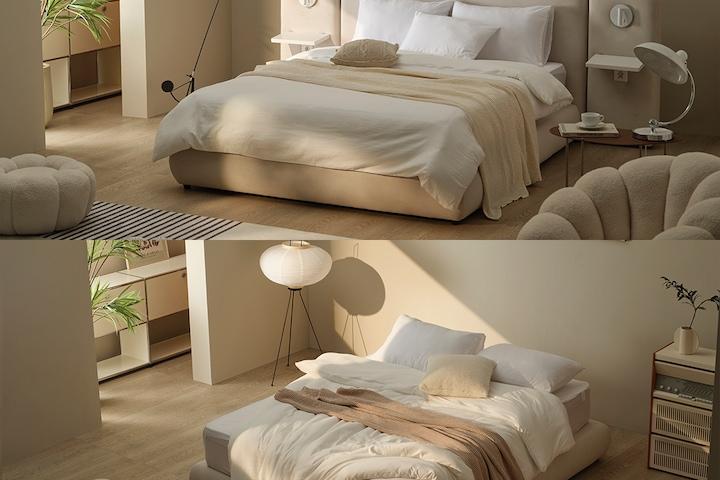 [쿠폰]체크인 패브릭 파운데이션 무헤드/헤드형 호텔침대 SS/Q/K(사이드패널, 매트추가)