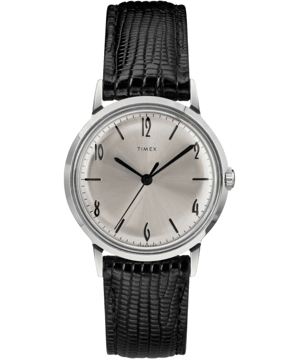 Marlin® Hand-Wound 34mm Leather Strap Watch