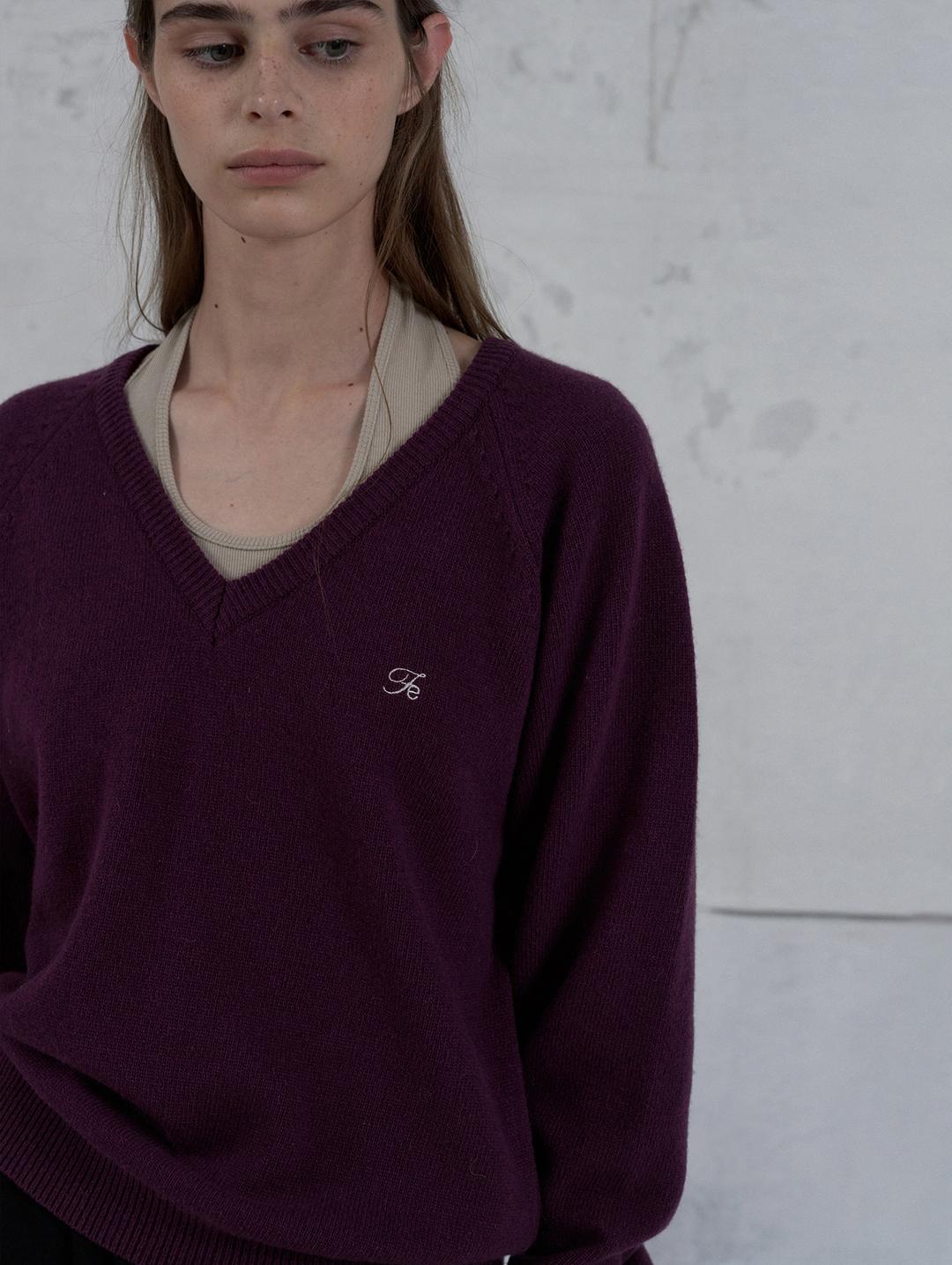 [11th] Mild cashmere v-neck knit - grape (2주소요)