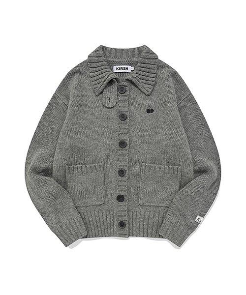 모노 체리 루즈핏 가디건 [멜란지 그레이]