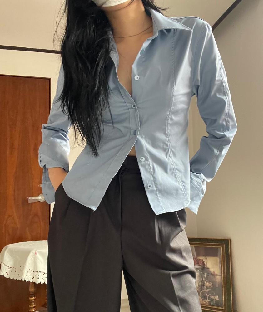 여자 허리라인 옥스퍼드 베이직 셔츠 와이셔츠 (2색)