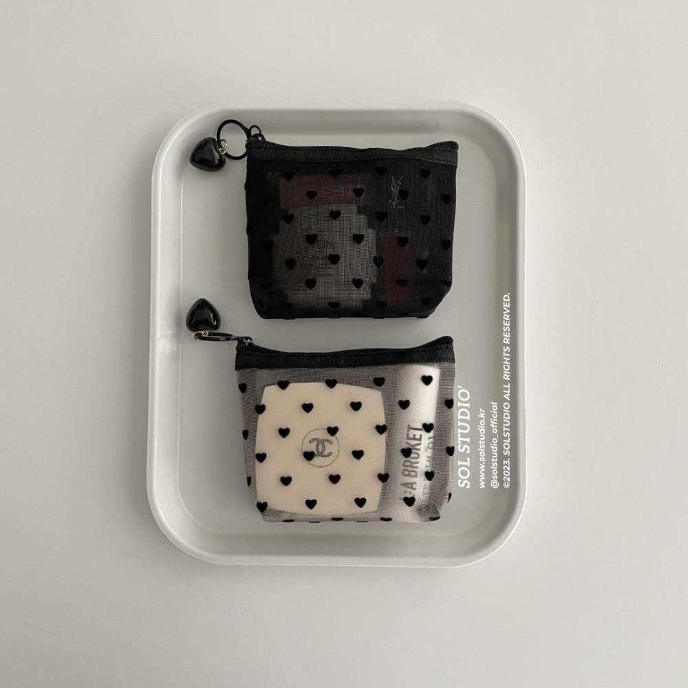 (6차 입고)솔스튜디오 하트 메쉬 미니 파우치 화장품 파우치