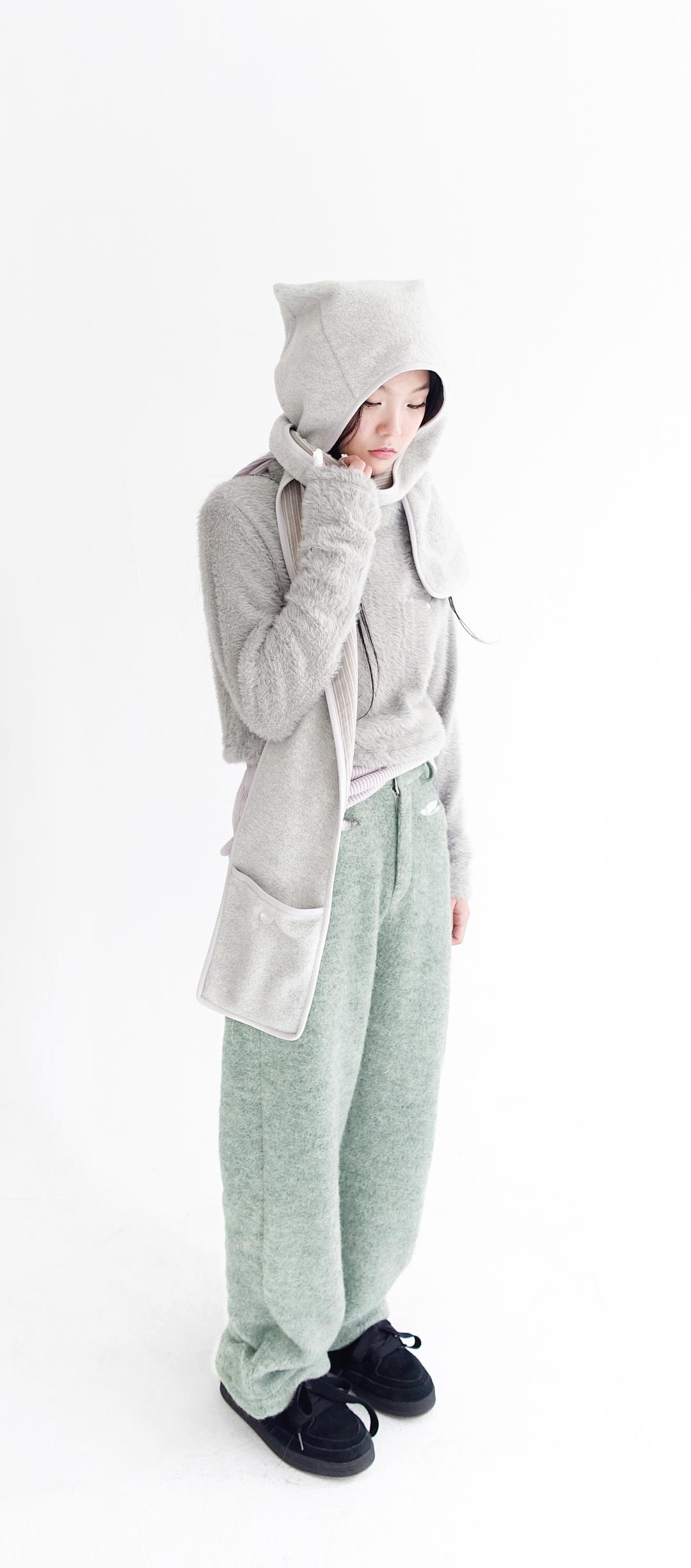 3차★[fa.er.ie] fleece ear hood muffler (melange grey)