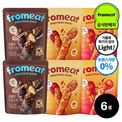 프롬잇 프로틴킥 3종 혼합 (진한초코맛+매콤한맛+약과맛) 고단백질 과자 칼로리 낮은 간식 튀기지않은 트랜스지방0%, 40g, 6개