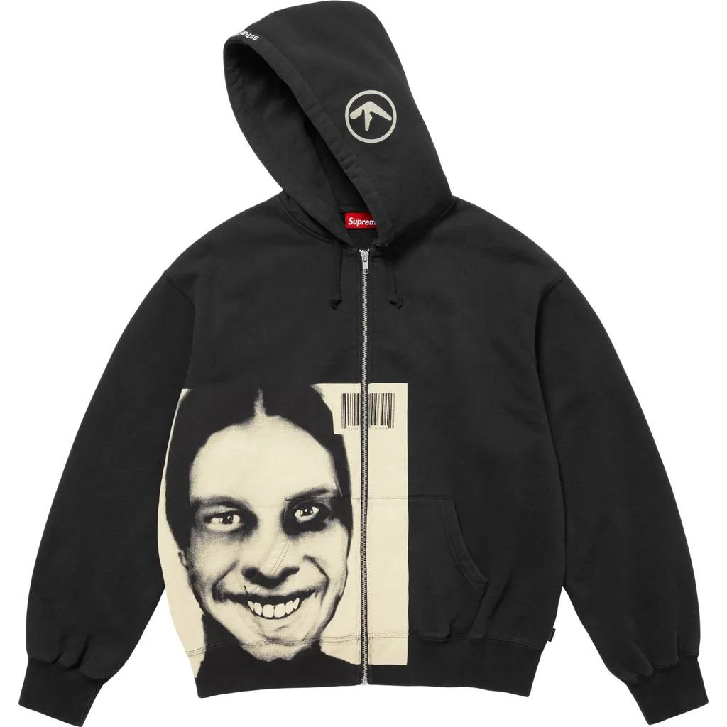 25SS 슈프림 x 에이펙스 트윈 집업 후드 스웨트셔츠 블랙 Supreme x Aphex Twin Zip Up Hooded Sweatshirt