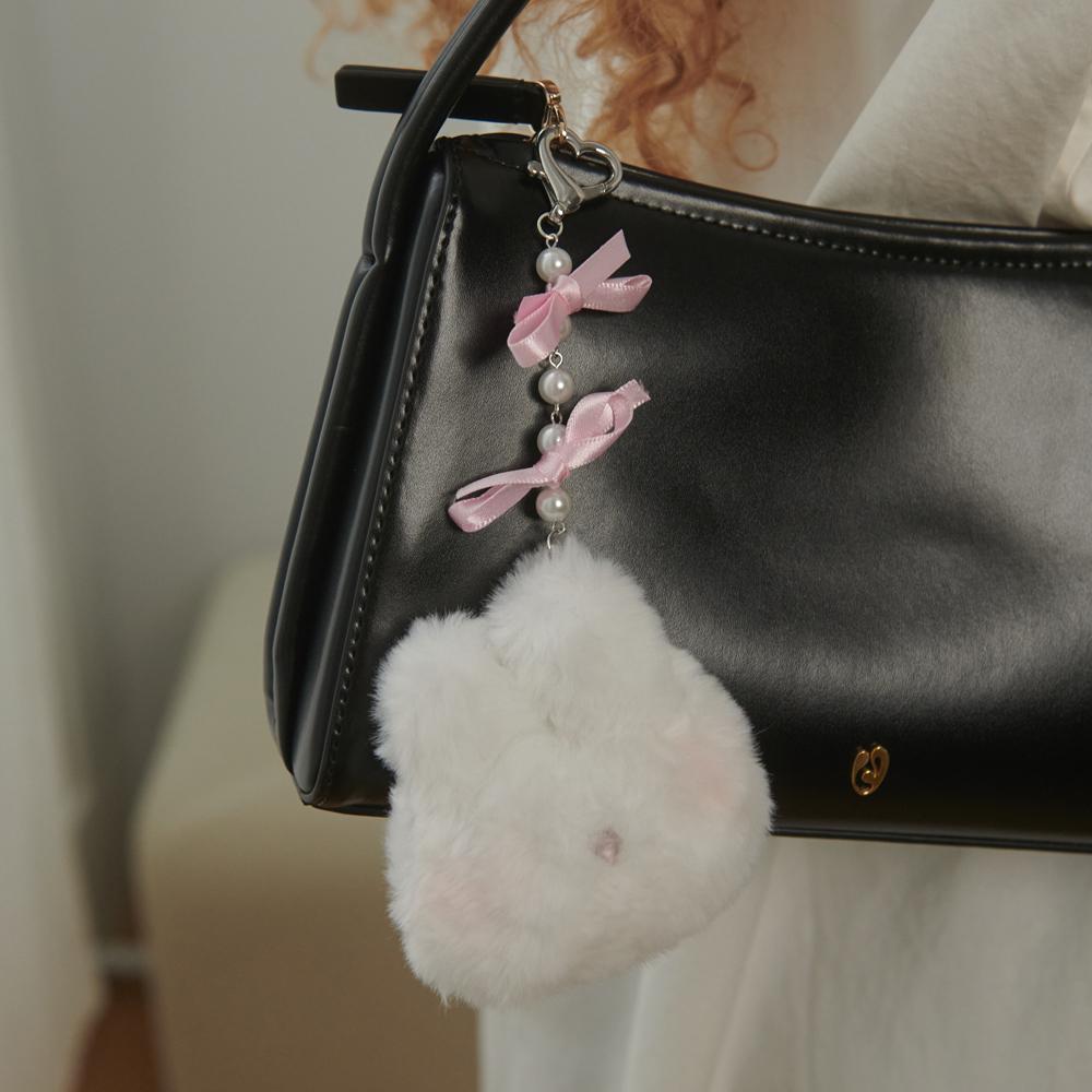 Baby rabbit ribbon key ring