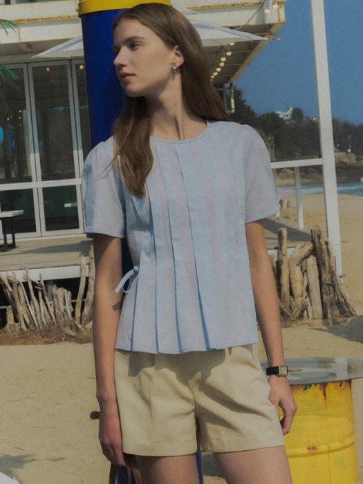 Pintuck cotton blouse TISU02BL04_Blue