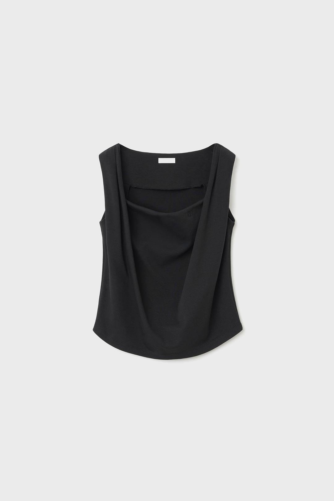 COWL NECK SLEEVELESS TOP (BLACK)