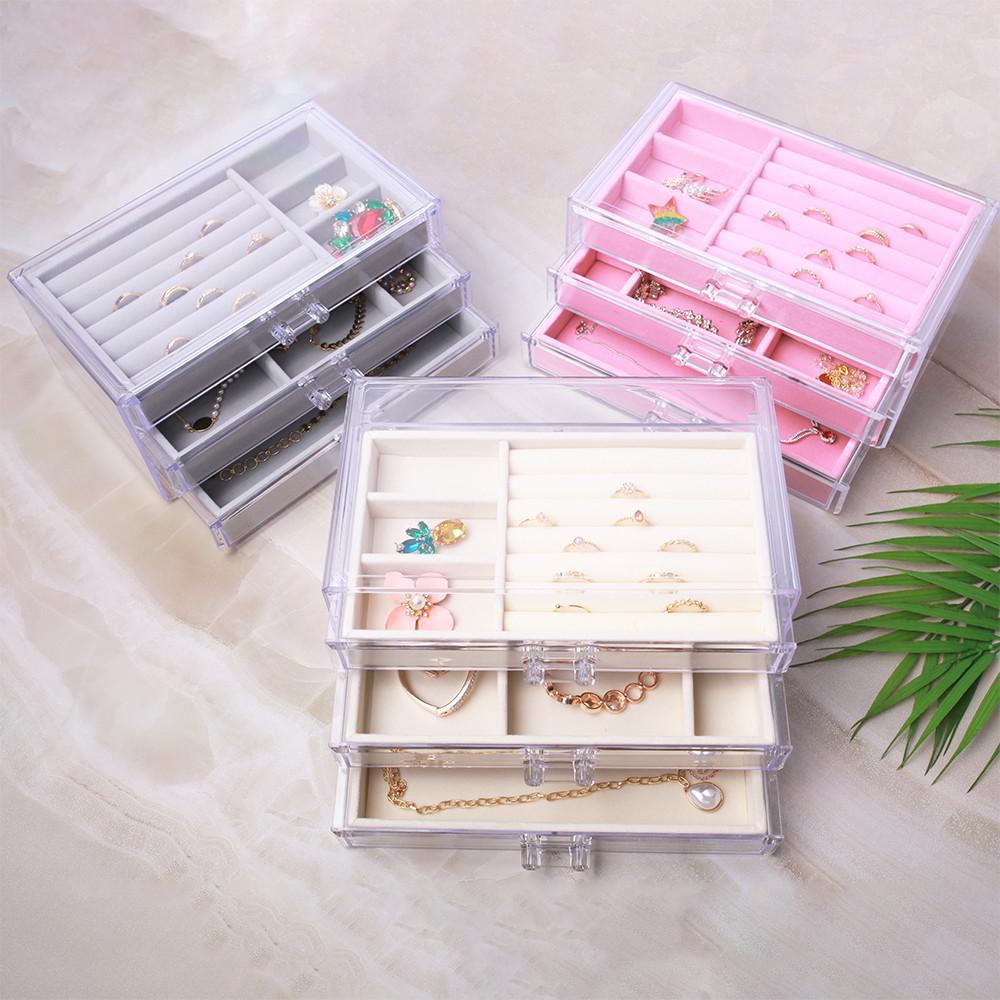 풀커버링 3단 아크릴 귀걸이 쥬얼리 목걸이 반지 악세사리 보석함 보관함 정리함 박스 함