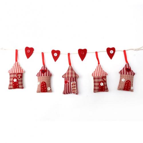 트리 장식 패브릭 하우스 하트 가랜드 65cm 크리스마스 트리 등 연출 소품 라인 갈란드
