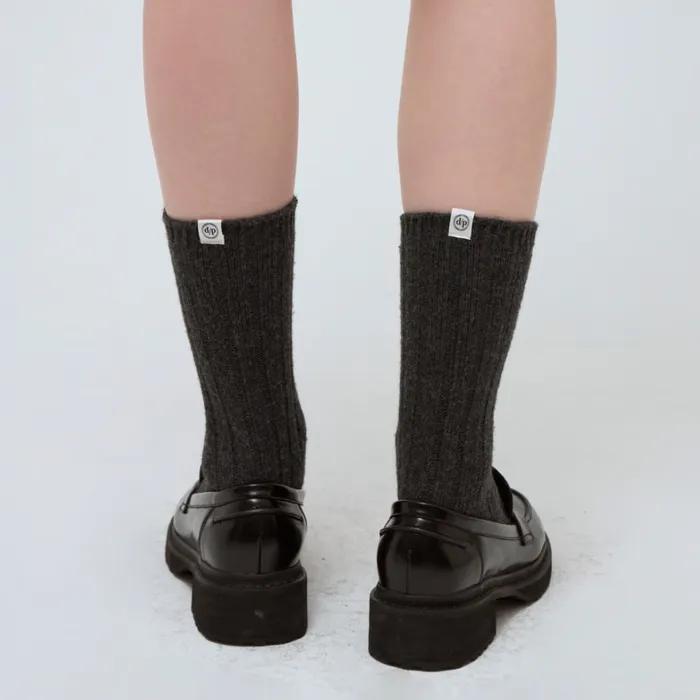 cashmere blend ribbed socks - charcoal