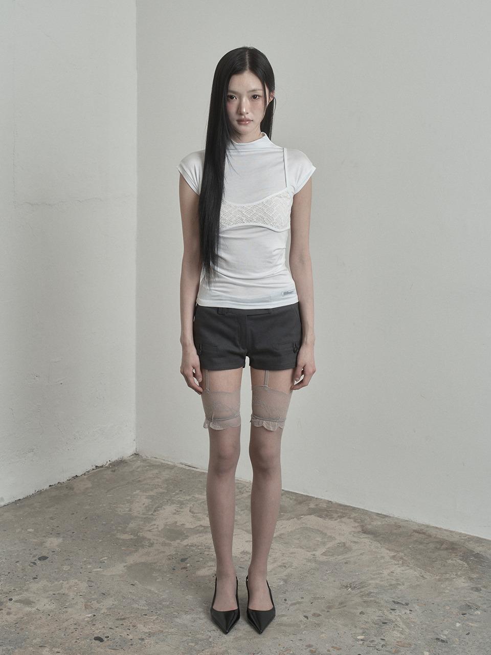 Lace Bustier Half Neck Top (white)