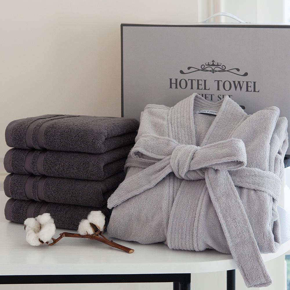 [선물포장] 무한타올 럭셔리 가운+호텔수건 세트 (가운 1+고급타월 4장)