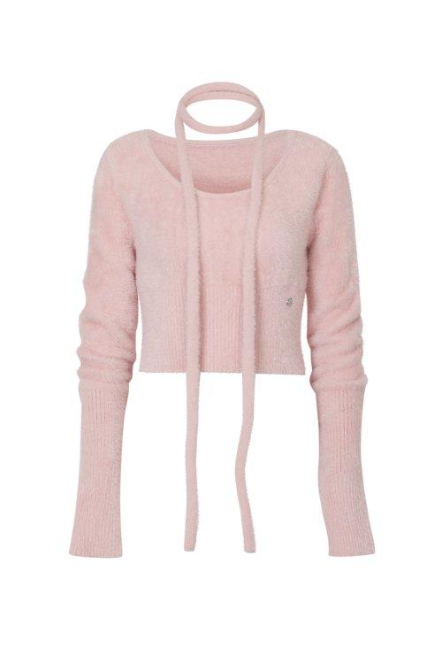 PETAL SCARF KNIT pink