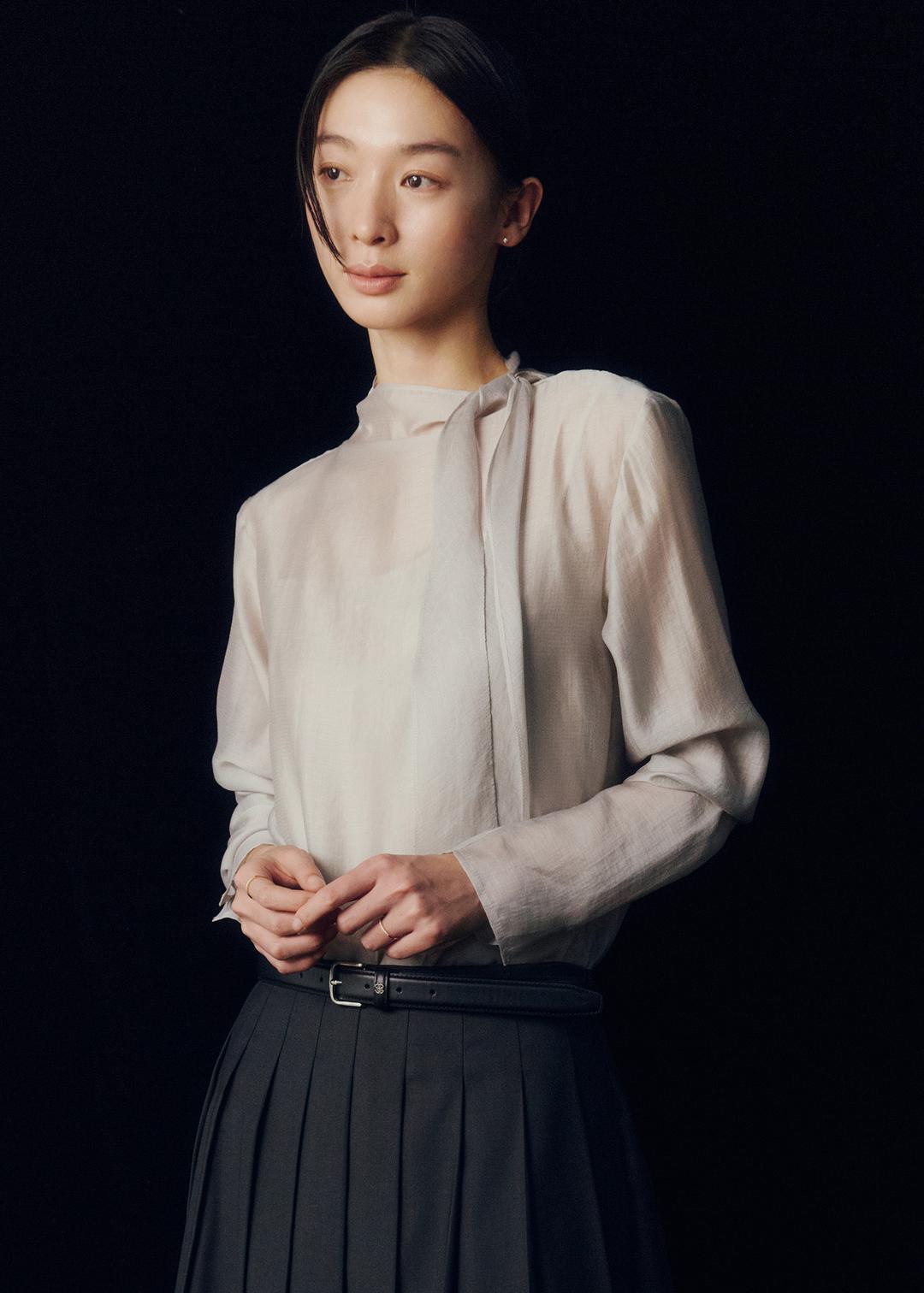 마리 시어 타이 블라우스