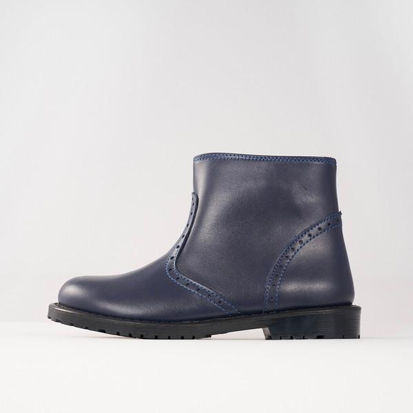 1508 아동 소가죽 브로그 앵클부츠 - 네이비