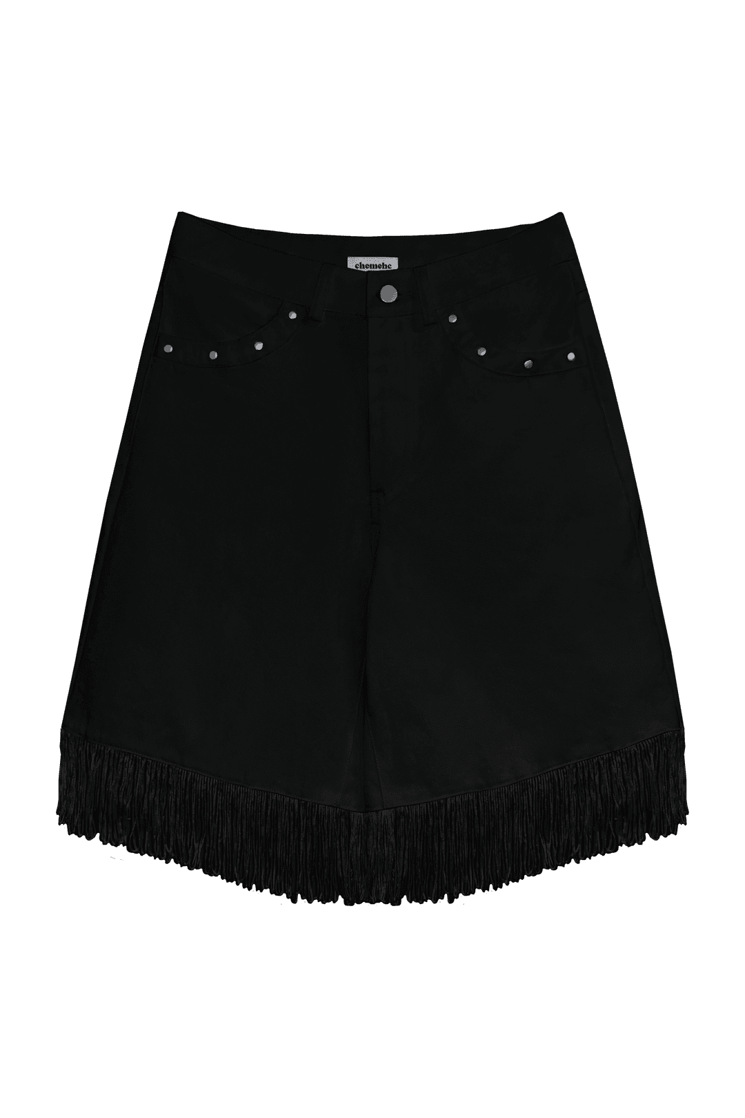 STUD TASSEL HALF  PANTS (BLACK)