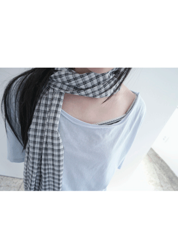 체크 코나 스카프 (3c)