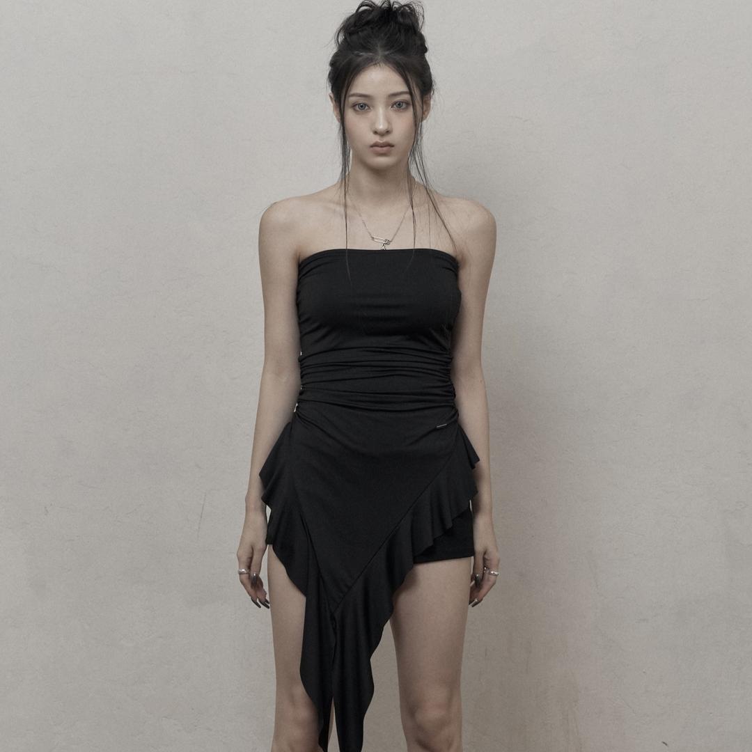 Ruffled Layered Top (black)