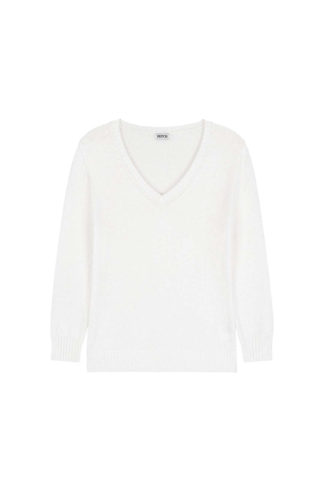 COTTON V NECK KNIT (WHITE)