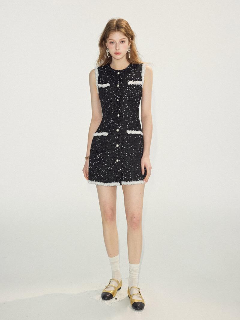 폴링 페탈 트위드 미니원피스