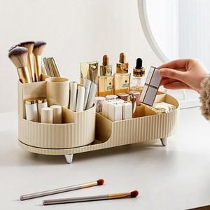 리빙블러썸 회전식 화장품 정리함 멀티 수납 보관함, 크림 화이트, 대형, 1개