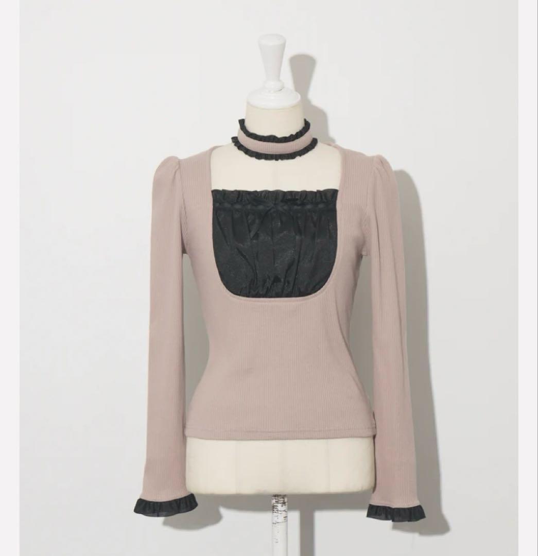 pium ピウム ラウンドフリルチョーカーカットソー ピンク