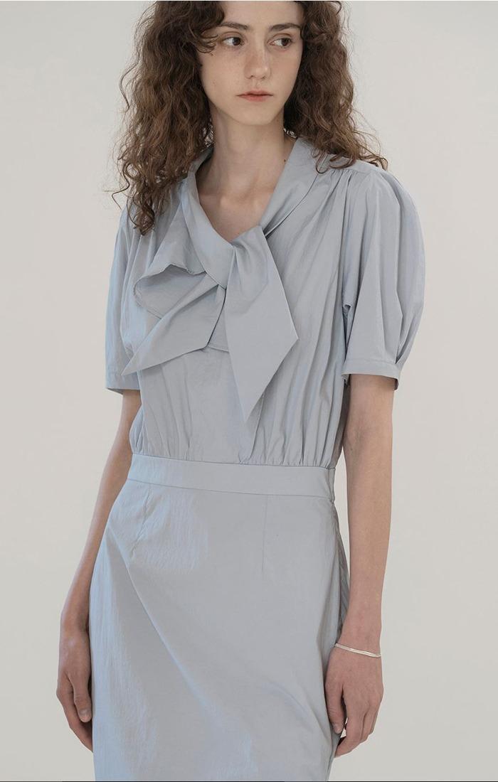 퍼시 타이 슬릿 원피스 - 스카이블루