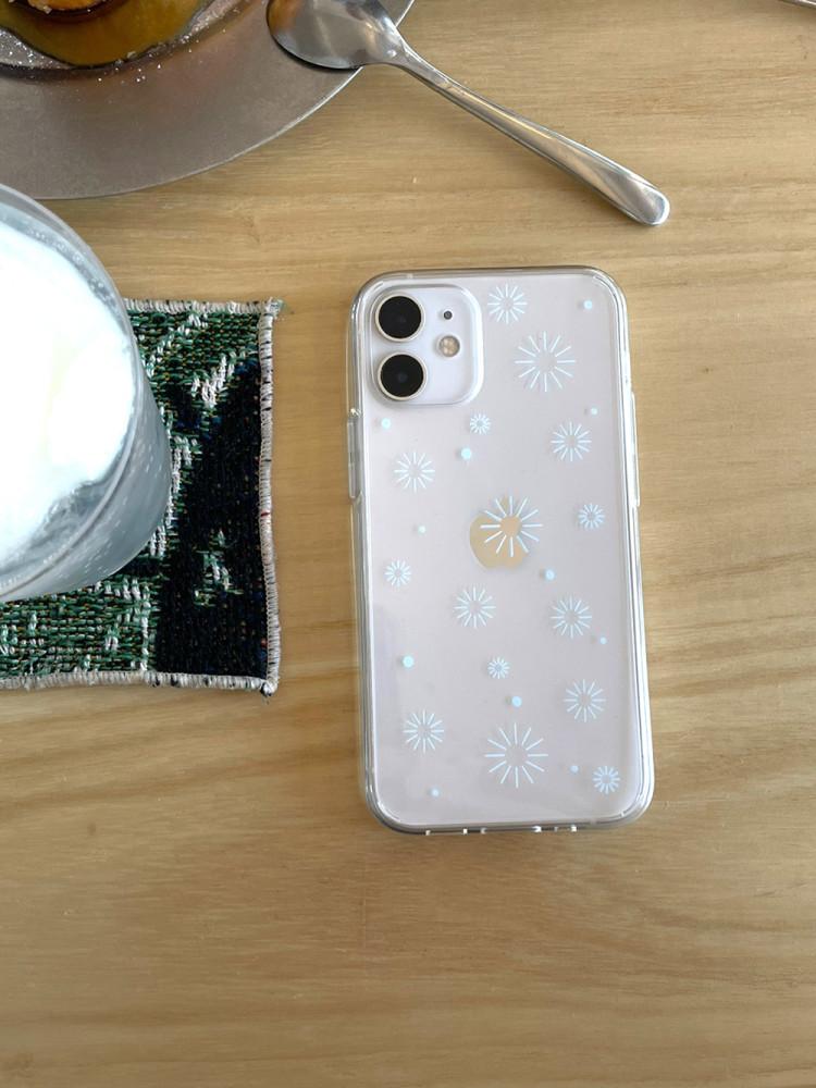 구디버디, 트윙클 민트 케이스 변색없는 투명 젤하드 반짝이 아이폰15 pro 13mini