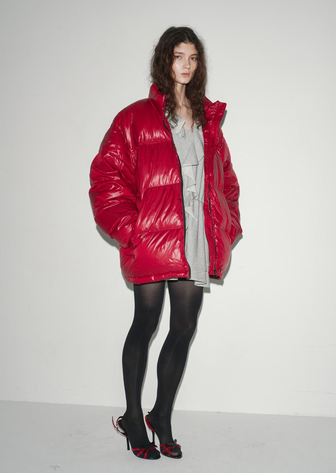 OVERSIZED PUFFER JACKET BURGUNDY